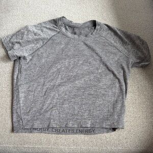 Gray Heather Athletic Crop Tee - 'Energy Creates Energy'